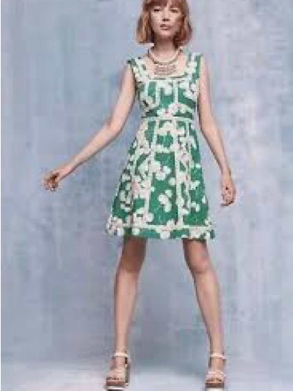 Maeve Green and White Floral Mini Dress